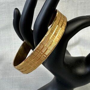 Vintage Mid-Century Modern Gold Tone Textured Bangle Bracelet